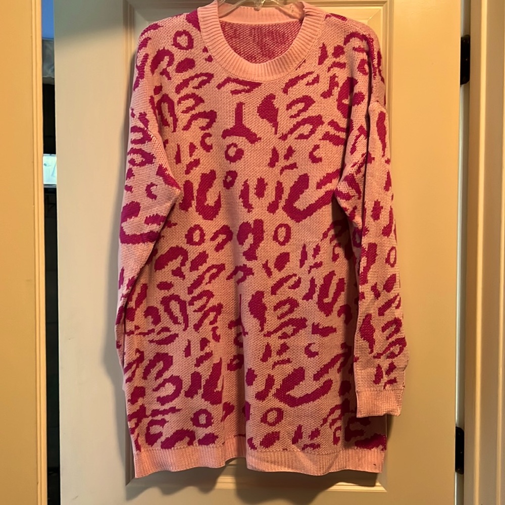 Pink leopard print sweater